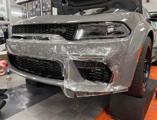 Hellcat SRT with Autobahn Incognito PPF being applied to the Front Bumper